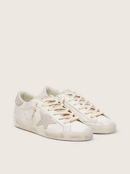 Super-Star pour femme en cuir nappa avec étoile et contrefort en cristaux Swarovski