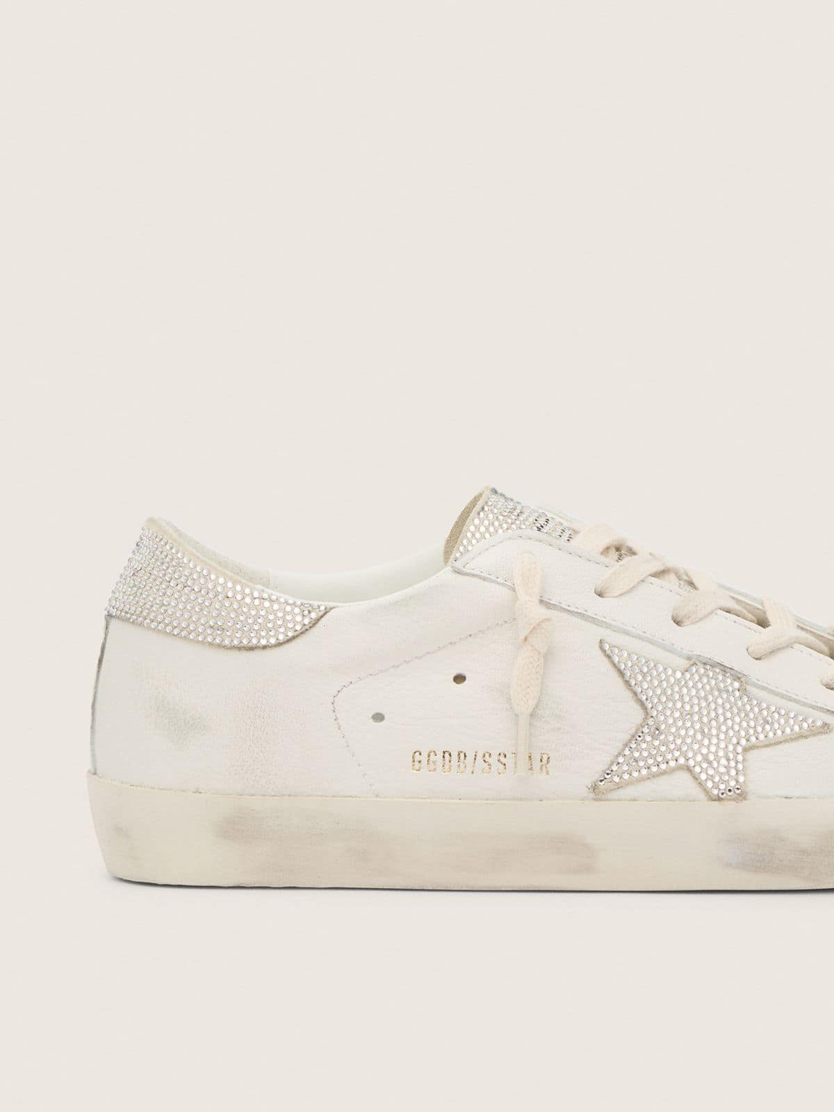 Super-Star pour femme en cuir nappa avec étoile et contrefort en cristaux Swarovski
