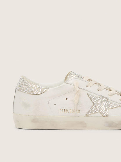 Super-Star pour femme en cuir nappa avec étoile et contrefort en cristaux Swarovski