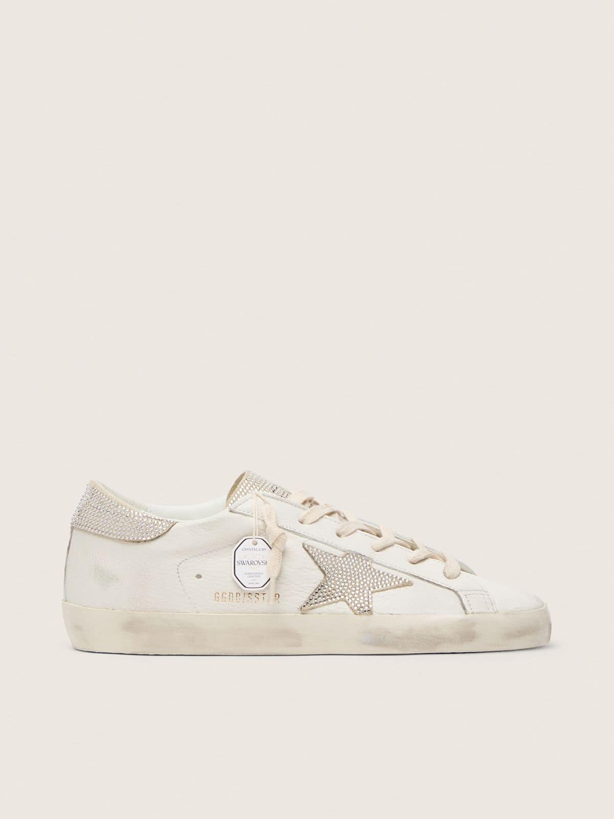 Super-Star pour femme en cuir nappa avec étoile et contrefort en cristaux Swarovski