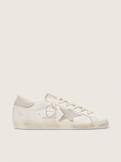 Super-Star pour femme en cuir nappa avec étoile et contrefort en cristaux Swarovski