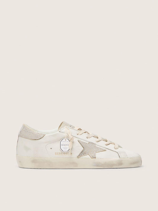 Super-Star pour femme en cuir nappa avec étoile et contrefort en cristaux Swarovski