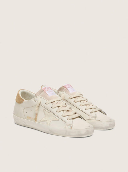 Super-Star pour femme en cuir blanc usé avec étoile ton sur ton