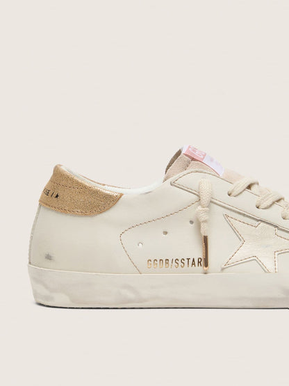 Super-Star pour femme en cuir blanc usé avec étoile ton sur ton