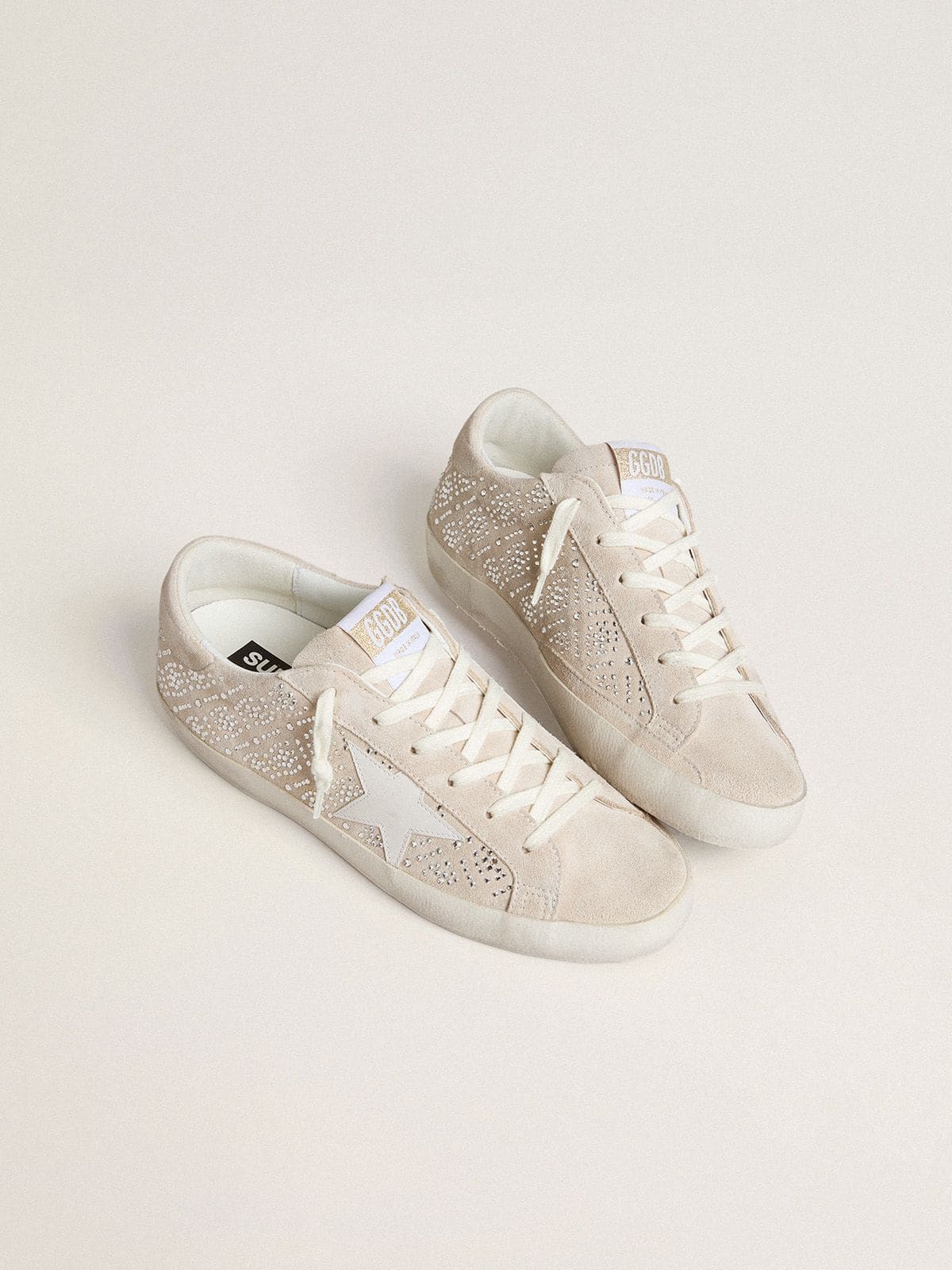Super-Star LTD pour femme en daim avec cristaux Swarovski et étoile en cuir gris glacier