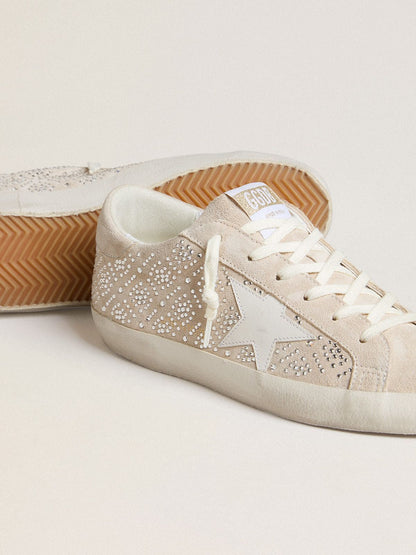 Super-Star LTD pour femme en daim avec cristaux Swarovski et étoile en cuir gris glacier