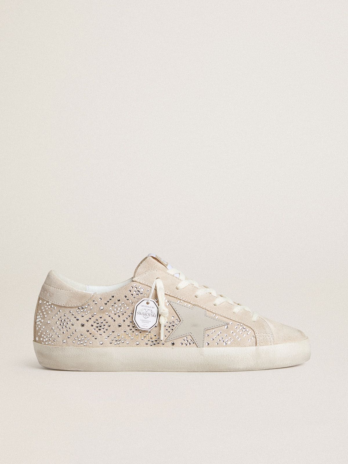 Super-Star LTD pour femme en daim avec cristaux Swarovski et étoile en cuir gris glacier
