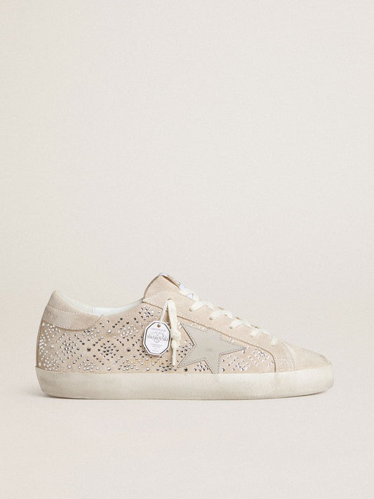 Super-Star LTD pour femme en daim avec cristaux Swarovski et étoile en cuir gris glacier