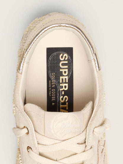 Super-Star LTD pour femme en daim perle avec étoile dorée et broderie de perles