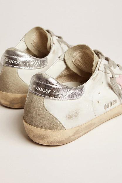 Super-Star pour femme en cuir avec étoile rose et contrefort argenté
