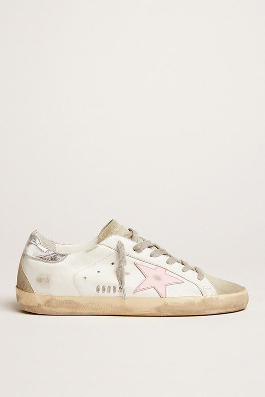 Super-Star pour femme en cuir avec étoile rose et contrefort argenté