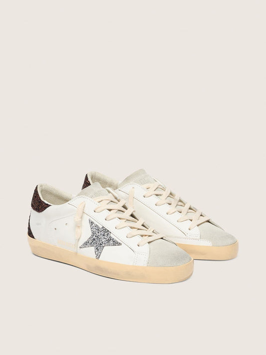 Super-Star pour femme avec étoile à paillettes argentées et contrefort à paillettes marron