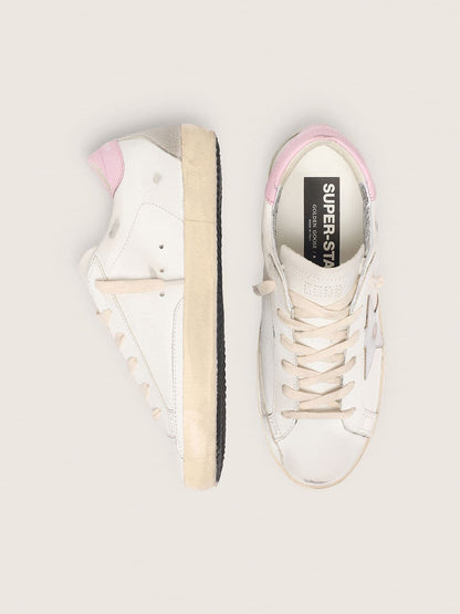 Super-Star pour femme avec étoile en cuir argenté et contrefort rose