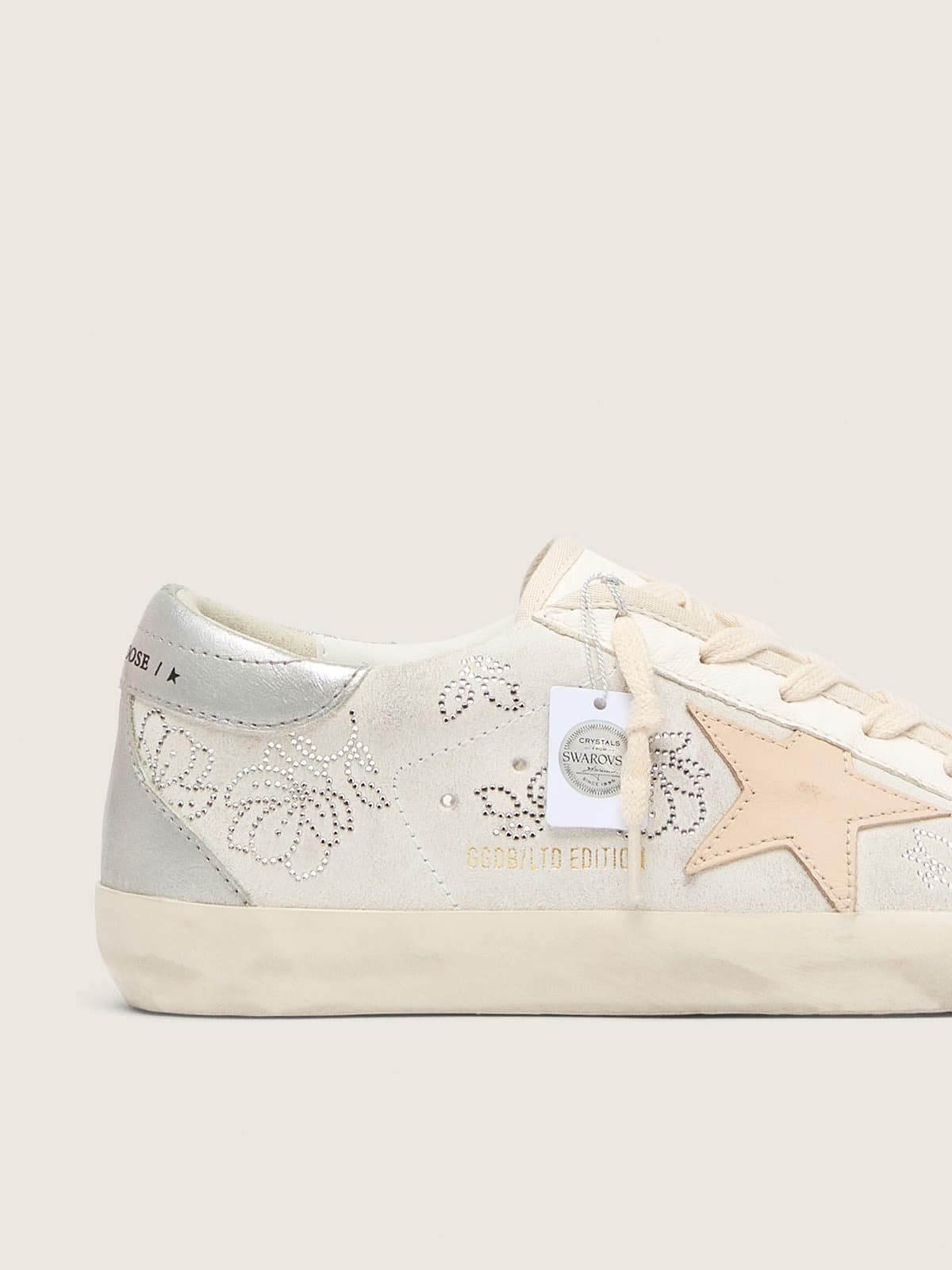 Super-Star pour femme avec cristaux Swarovski et étoile en cuir gris fumé