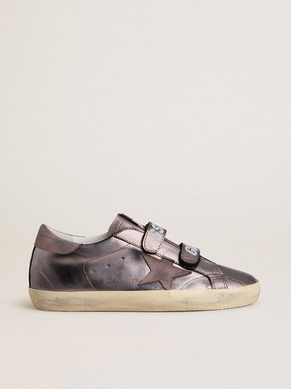 Old School pour femme en cuir laminé violet avec étoile et contrefort en nubuck lilas