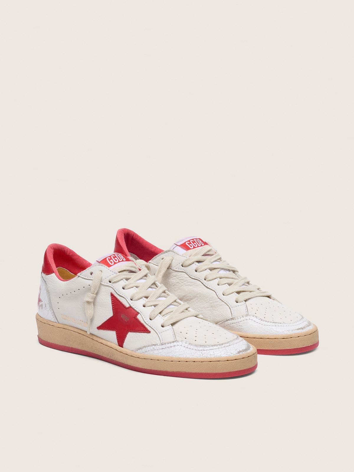 Ball Star femme en cuir blanc avec étoile et contrefort rouges