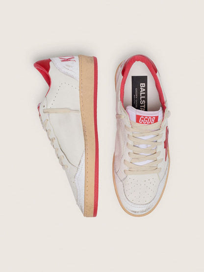 Ball Star femme en cuir blanc avec étoile et contrefort rouges