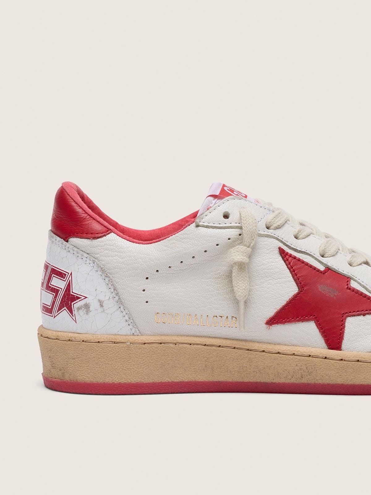 Ball Star femme en cuir blanc avec étoile et contrefort rouges