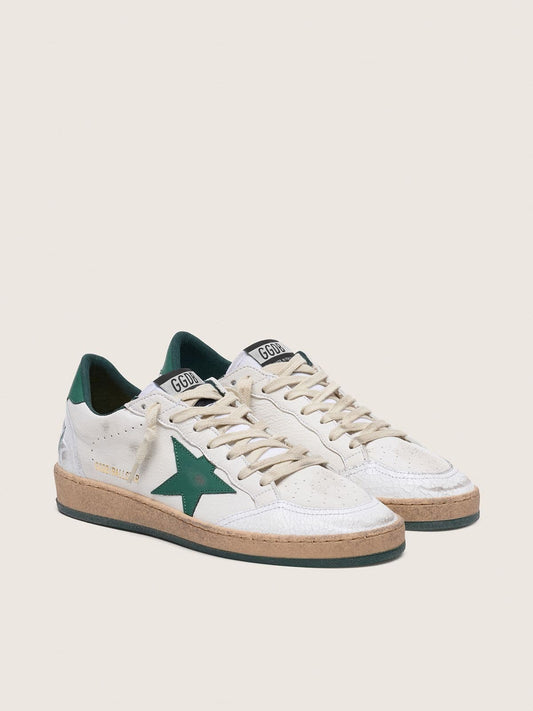 Ball Star pour femme en cuir nappa blanc avec étoile et contrefort en cuir vert