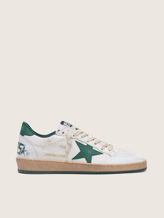 Ball Star pour femme en cuir nappa blanc avec étoile et contrefort en cuir vert