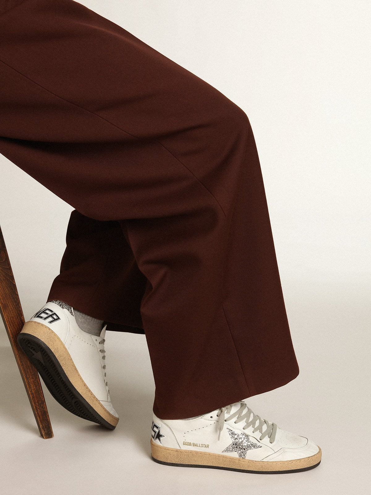 Ball Star femme en nappa avec étoile et contrefort pailleté argenté