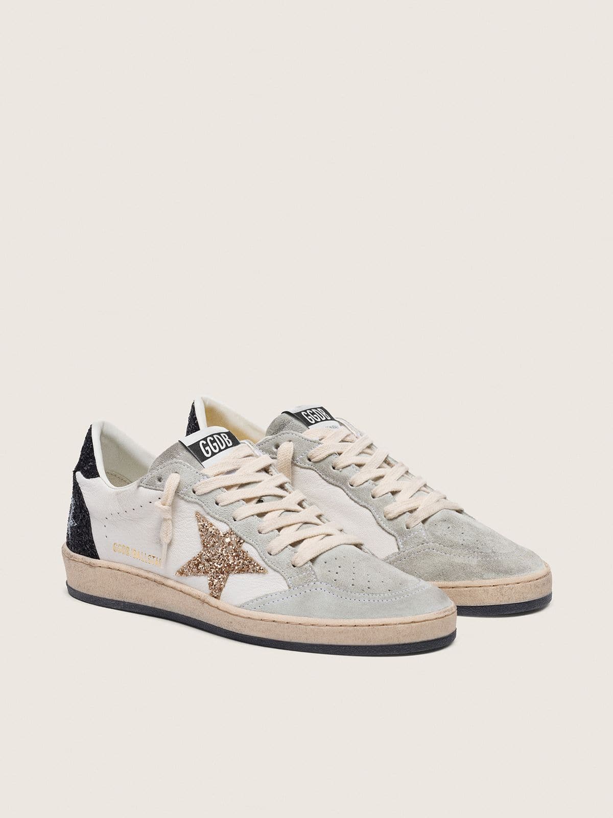 Ball Star  pour femme en cuir nappa et en daim avec étoile à paillettes et contrefort noir