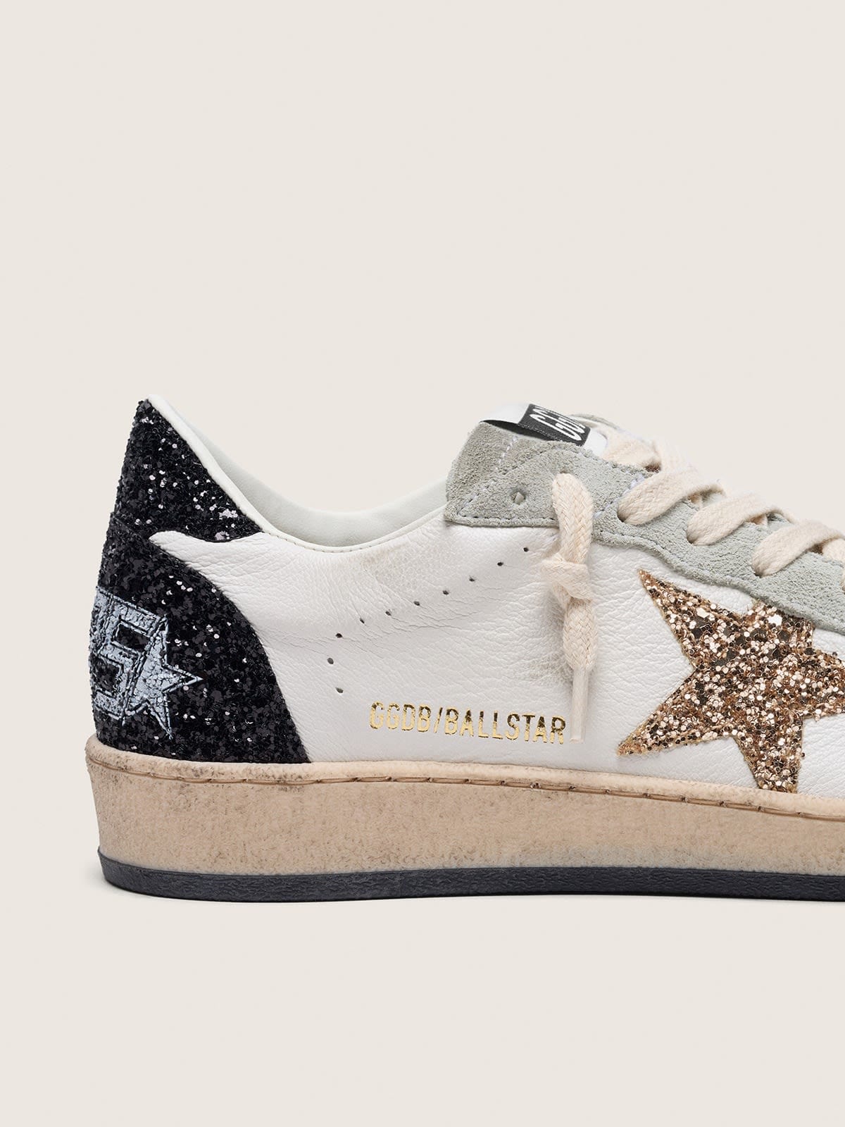 Ball Star  pour femme en cuir nappa et en daim avec étoile à paillettes et contrefort noir
