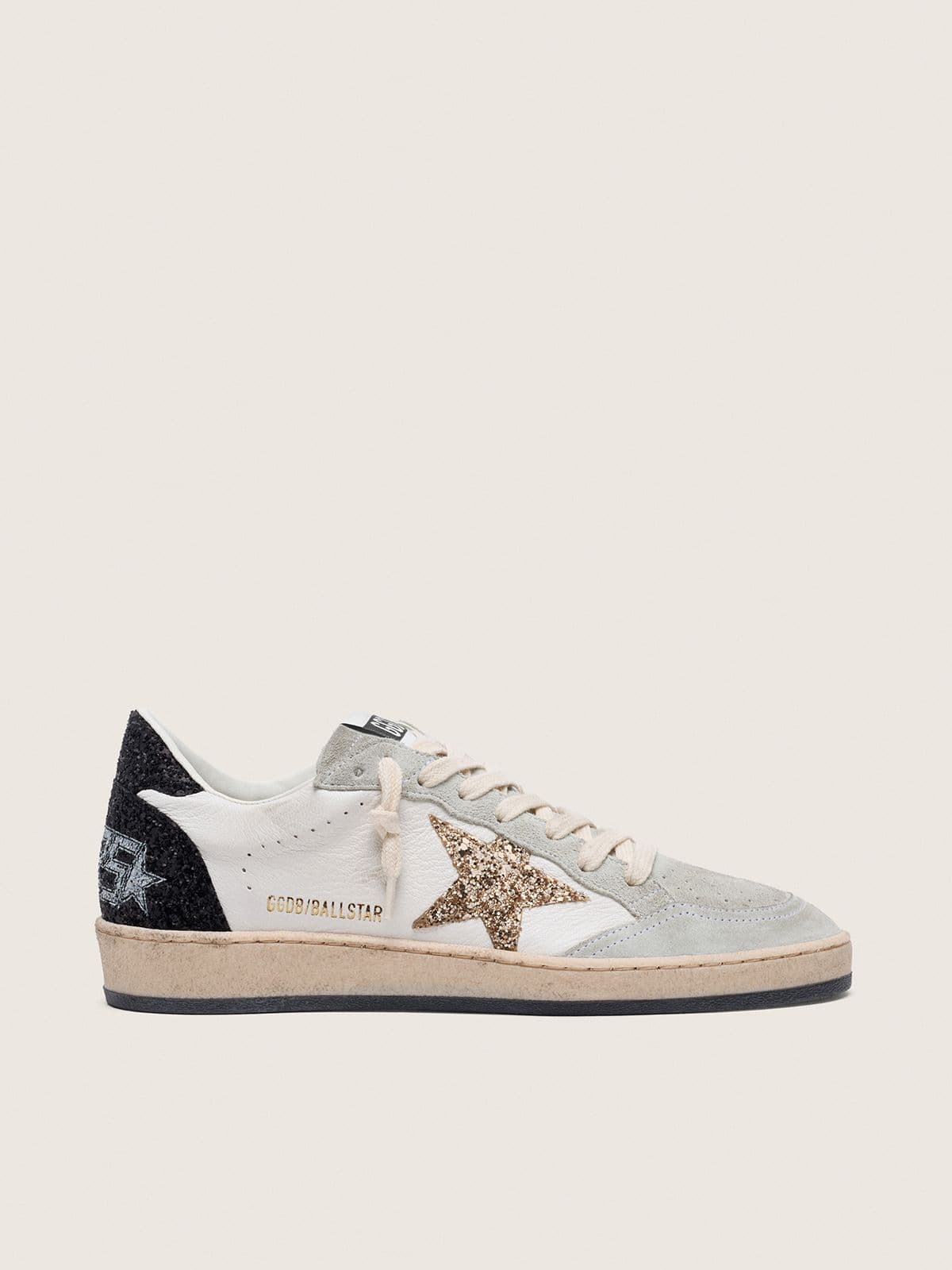 Ball Star  pour femme en cuir nappa et en daim avec étoile à paillettes et contrefort noir
