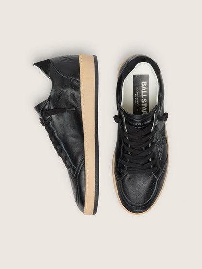 Ball Star pour femme en cuir nappa noir avec étoile à paillettes noires et contrefort en daim
