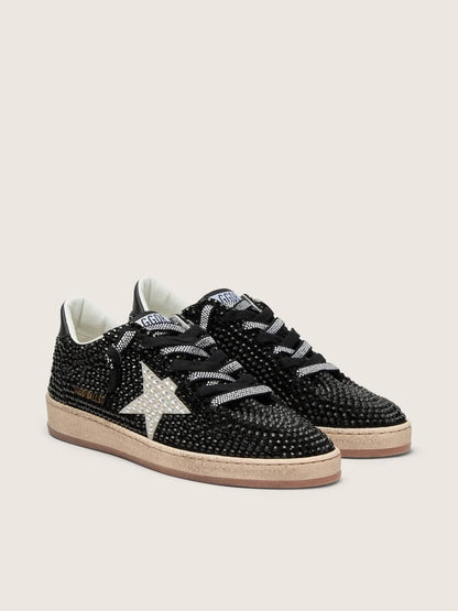 Ball Star en daim noir avec étoile blanche et cristaux Swarovski