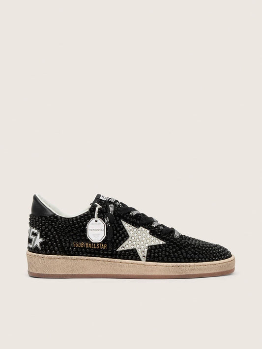 Ball Star en daim noir avec étoile blanche et cristaux Swarovski
