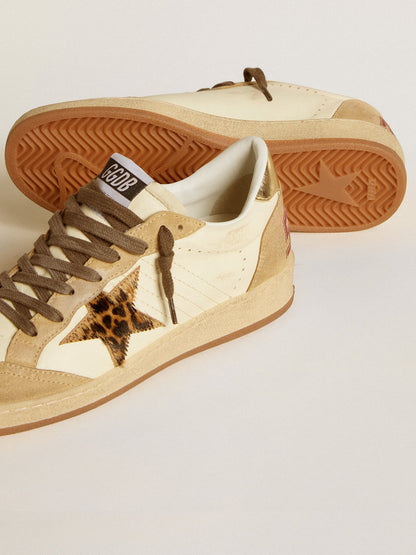 Ball Star en cuir nappa et en daim avec étoile en cuir façon poulain et contrefort lamé