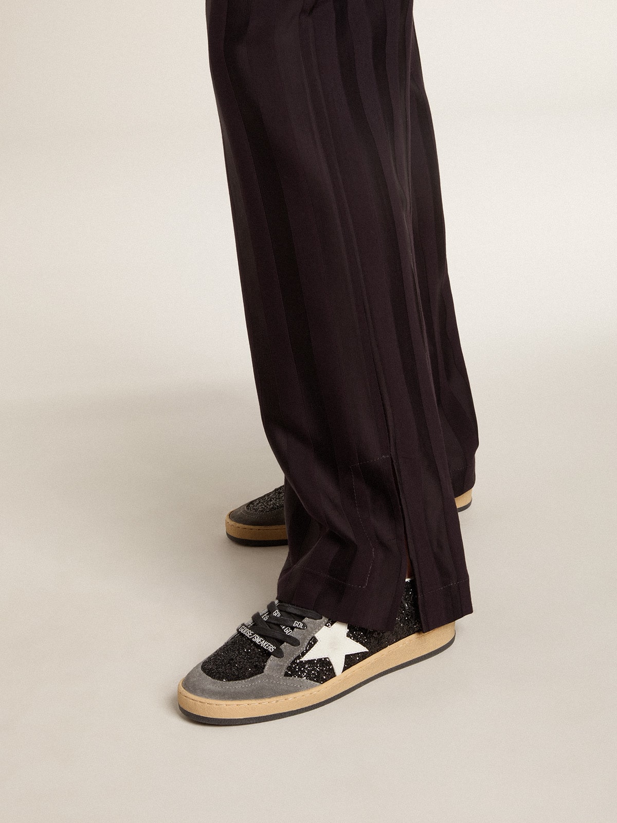 Ball Star à paillettes avec étoile en cuir et contrefort en cuir lamé