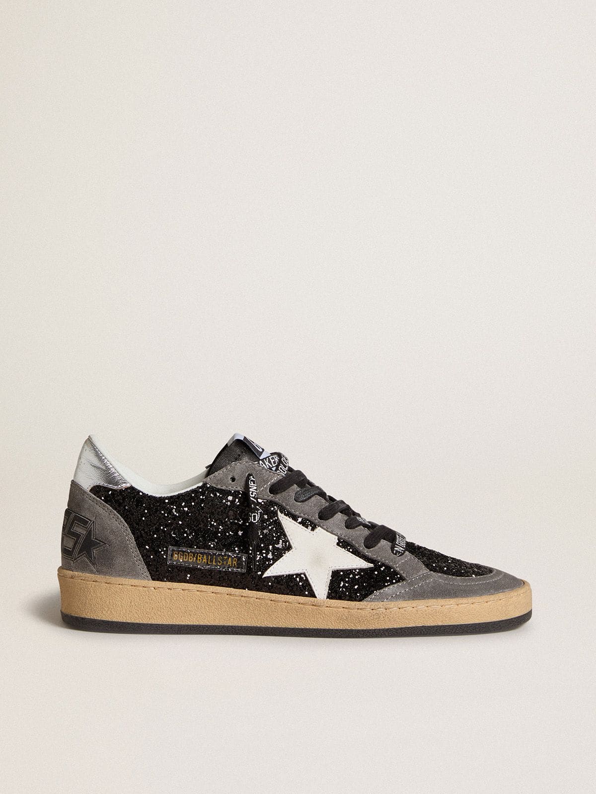 Ball Star à paillettes avec étoile en cuir et contrefort en cuir lamé