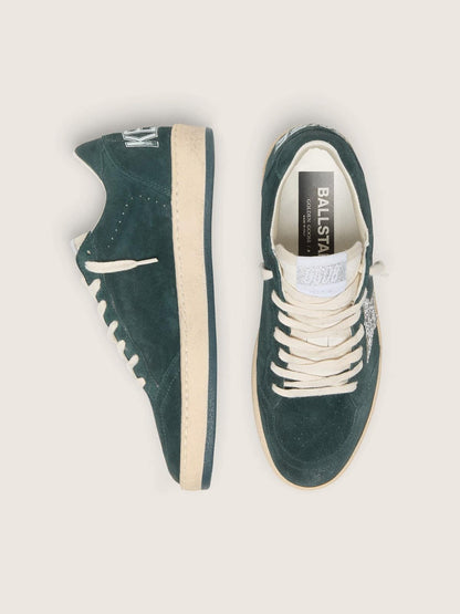 Ball Star pour femme en daim vert avec étoile à paillettes argentées