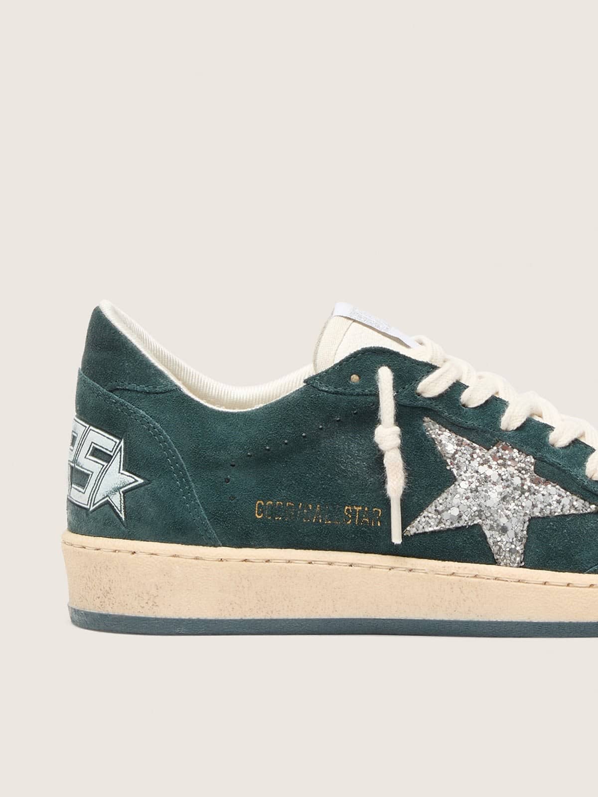 Ball Star pour femme en daim vert avec étoile à paillettes argentées