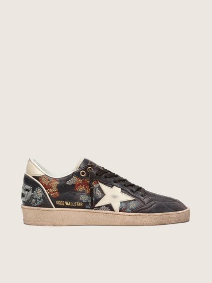 Ball Star LTD femme en cuir nappa ébène avec étoile blanche et broderies multicolores
