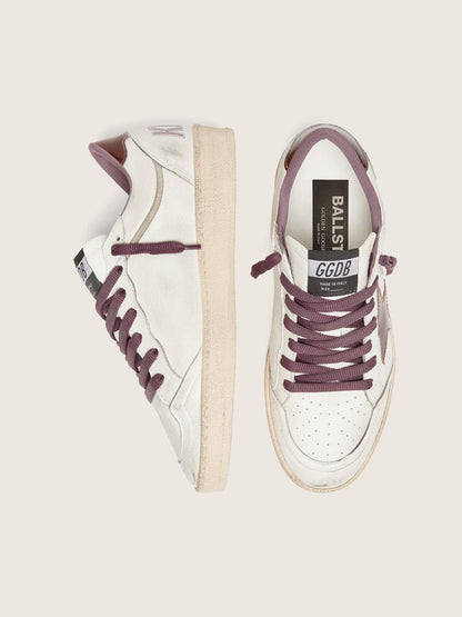 Ball Star LTD pour femme en cuir blanc avec étoile en cuir bordeaux