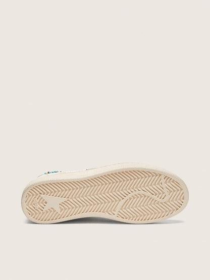 Ball Star femme en cuir crème avec étoile ton sur ton et perles appliquées