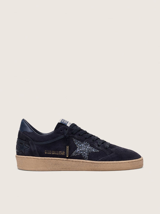 Ball Star femme en cuir velours bleu foncé avec étoile à paillettes bleu foncé