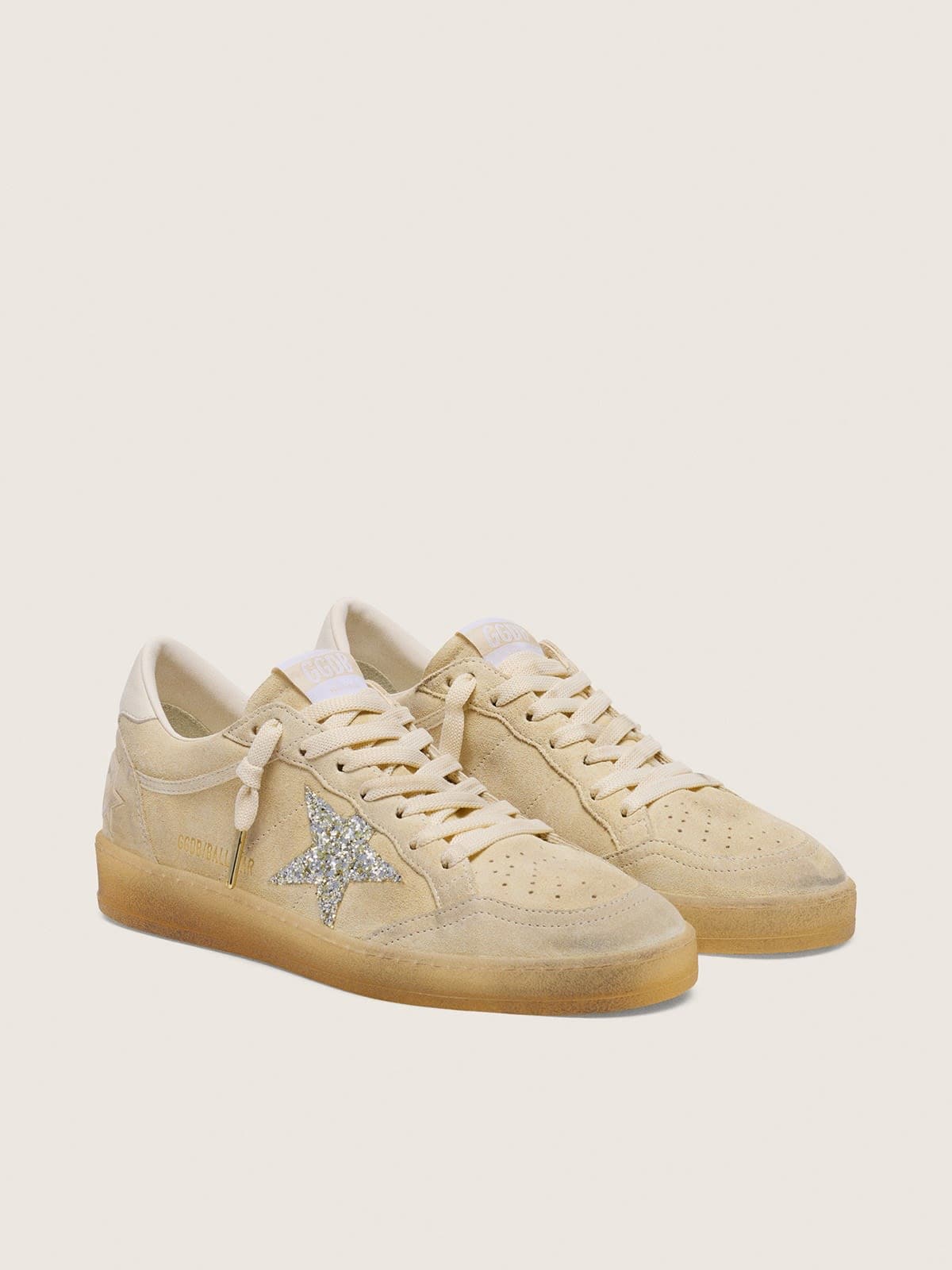 Ball Star femme en cuir velours nacré avec étoile à paillettes argentées