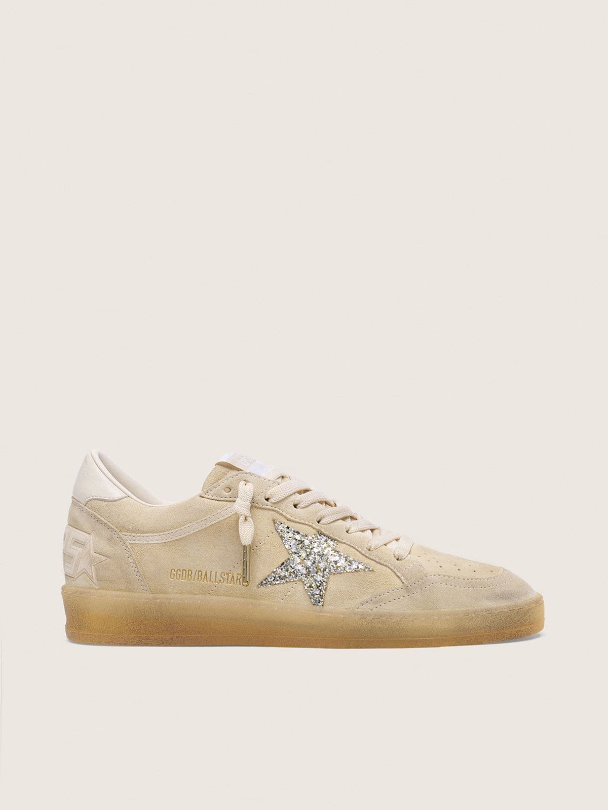 Ball Star femme en cuir velours nacré avec étoile à paillettes argentées