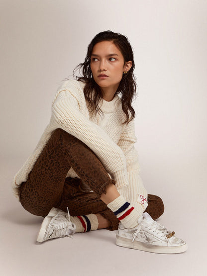 Sneakers Stardan blanches en cuir effet usé