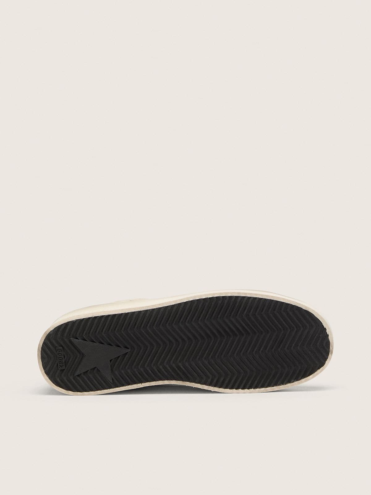 Stardan pour femme en cuir nappa écru avec étoile et contrefort à paillettes dorées