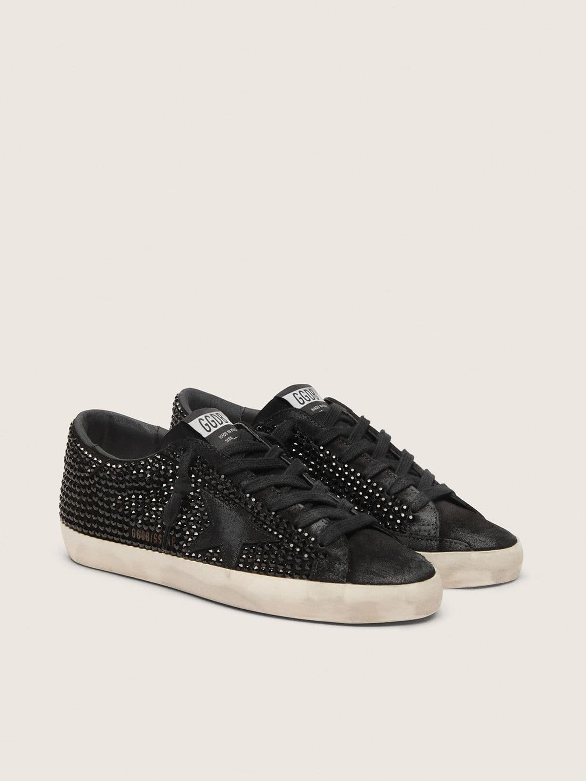 Super-Star en daim noir avec cristaux Swarovski et étoile en daim noir