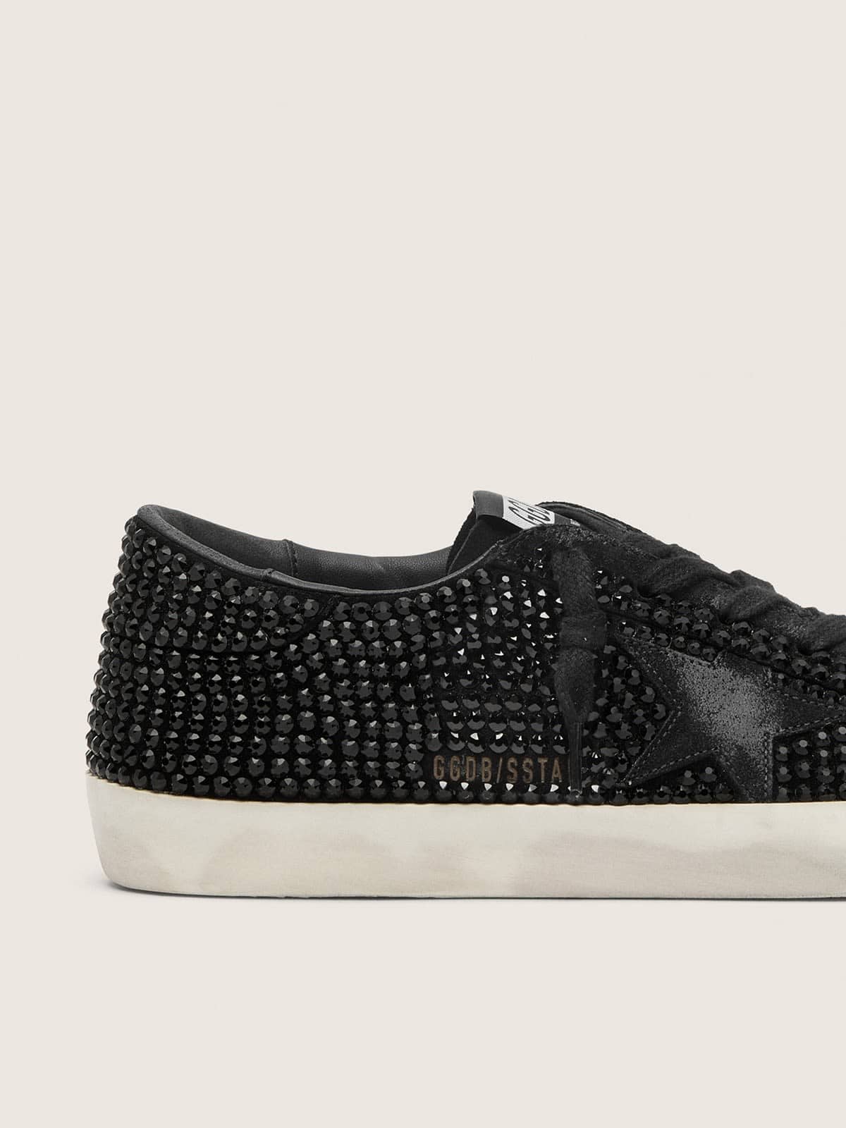 Super-Star en daim noir avec cristaux Swarovski et étoile en daim noir