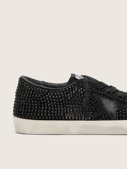Super-Star en daim noir avec cristaux Swarovski et étoile en daim noir