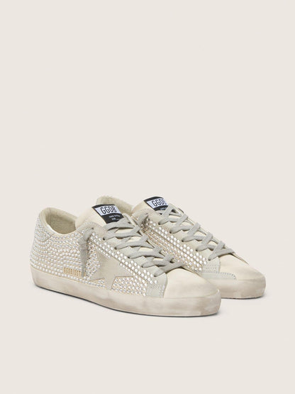 Super-Star en nubuck avec cristaux Swarovski et étoile en daim gris glacier