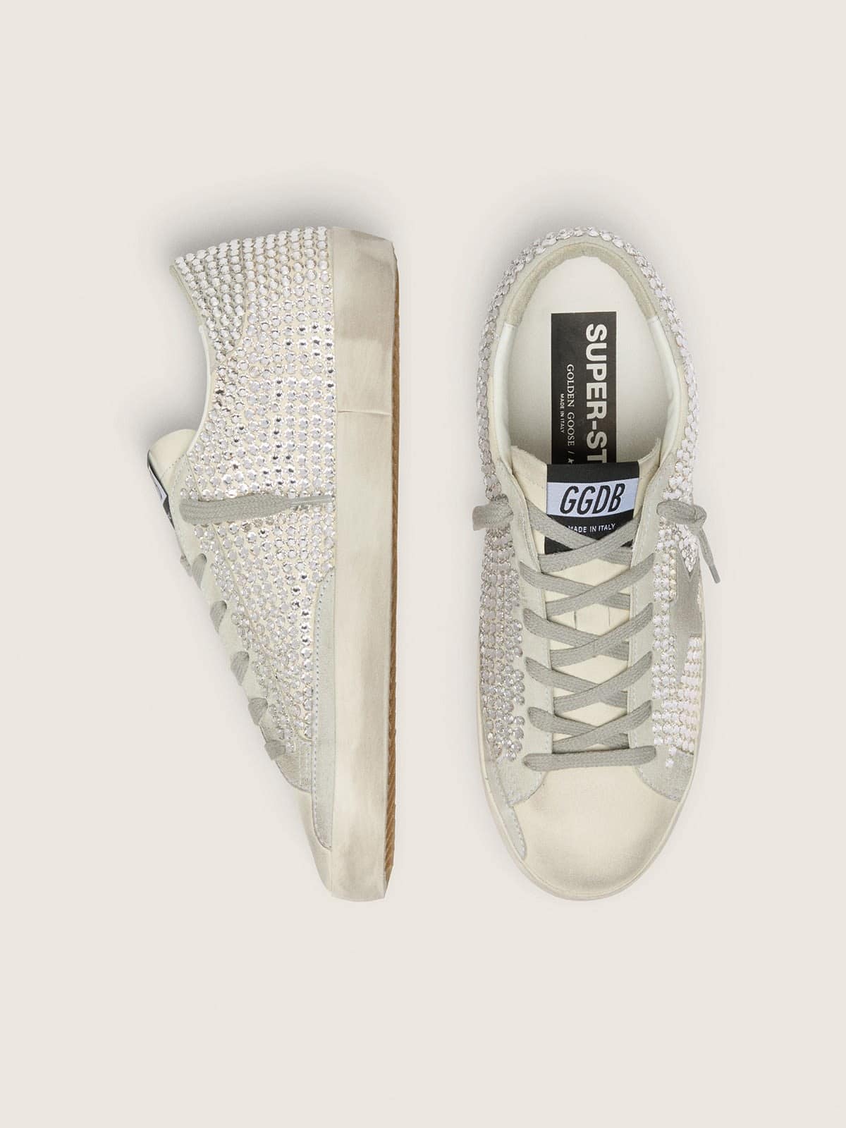 Super-Star en nubuck avec cristaux Swarovski et étoile en daim gris glacier
