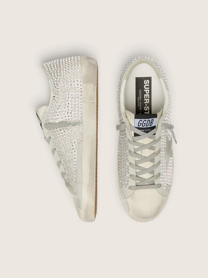 Super-Star en nubuck avec cristaux Swarovski et étoile en daim gris glacier